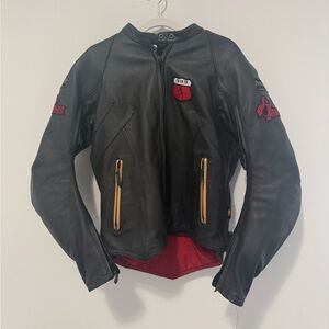 Black Leather Motorcycle Jacket – Power Trip Black Widow 333 Armored Women’s